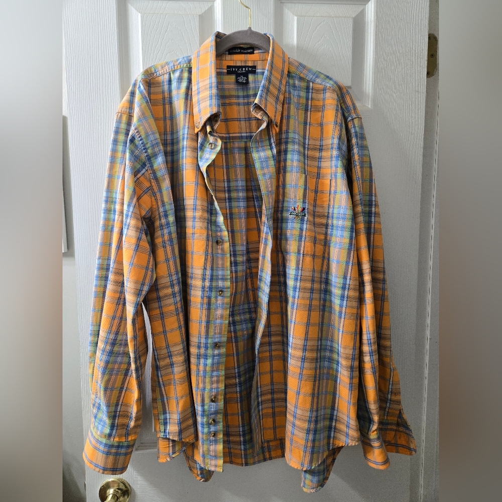 Men's Orange Plaid Shirt